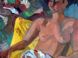 model met doeken